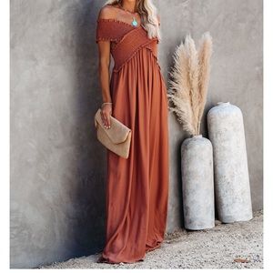 VICI Bohemian Smocked Top Maxi Dress